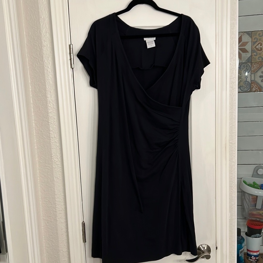 Soft Surroundings Black Draped Wrap-Style Dress